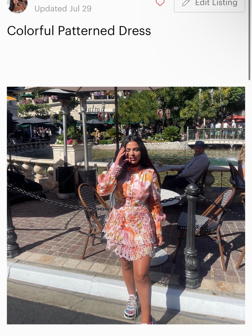 Colorful Patterned Mini Dress - Orange & Pink